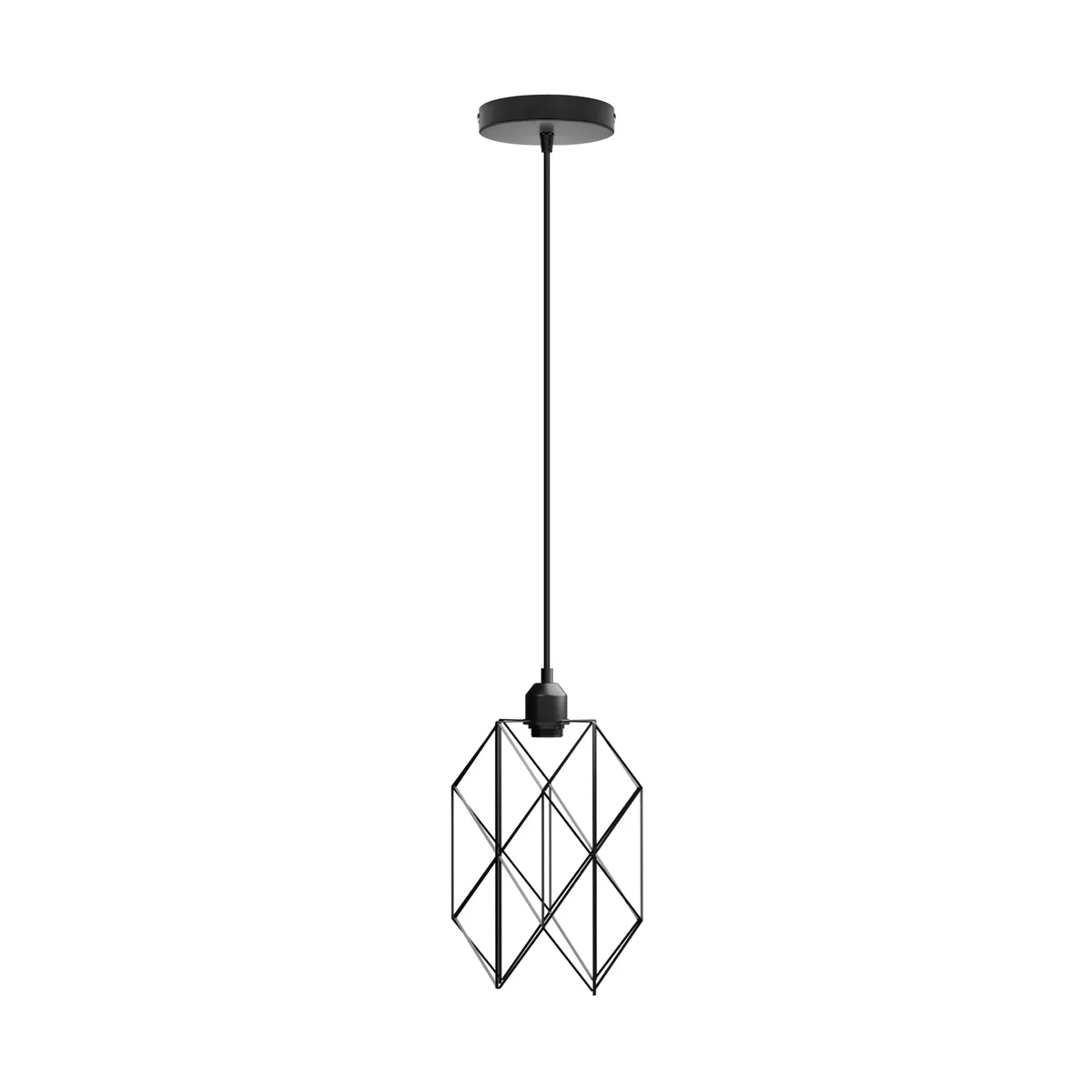 Black vintage metal cage ceiling pendant light with E27 bulb pendant, 1m cable, and modern industrial design