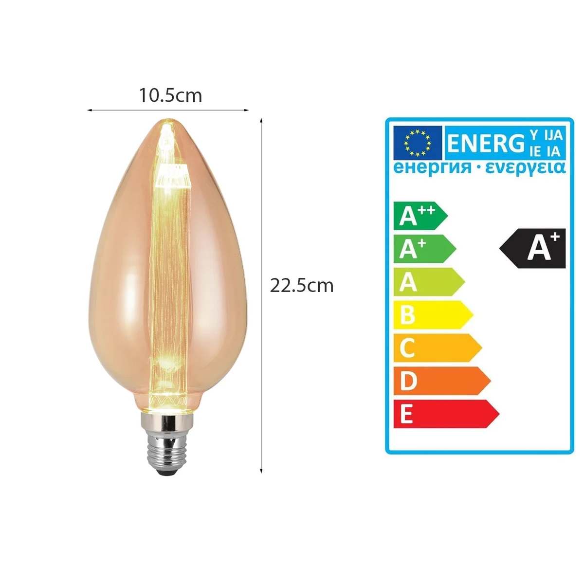 Vintage 3W decorative bulb with amber glass and retro Edison filament, E27 screw base, warm white light 200 lumens