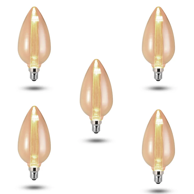 Vintage Edison bulb with amber glass and visible filament, E27 screw base, 3W warm white decorative light