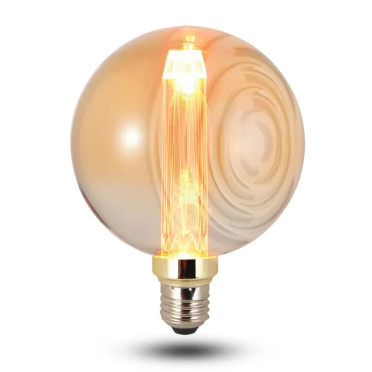 Vintage LED globe bulb with E27 base, clear glass globe shape, warm white filament design, 3W energy-saving light