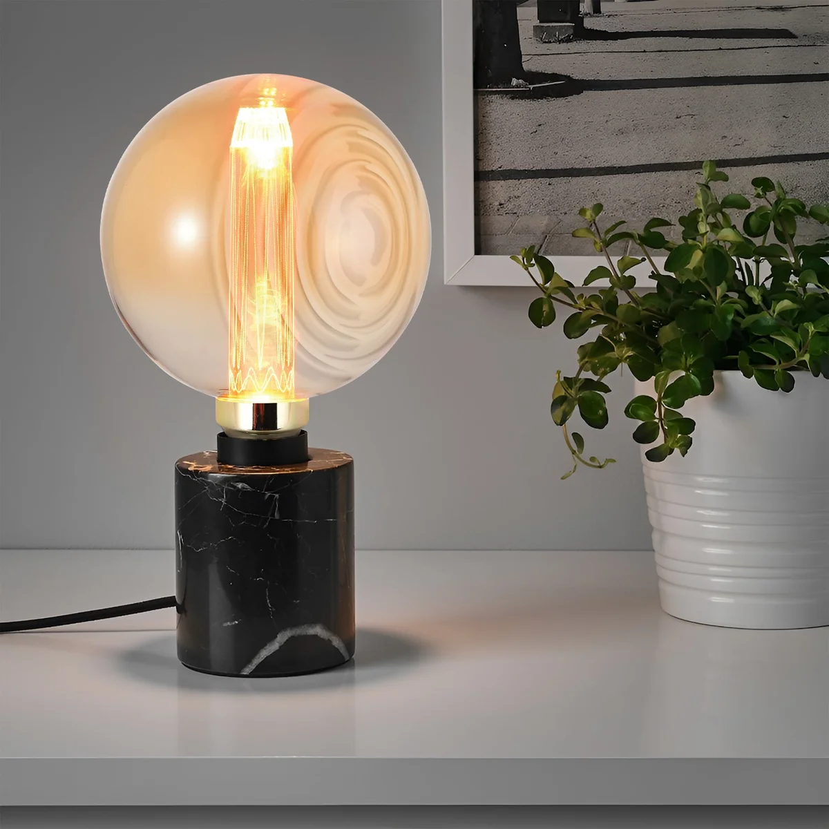 Vintage style 3W LED globe bulb with E27 screw base, warm white light, and clear glass globe shape, 17.5cm tall