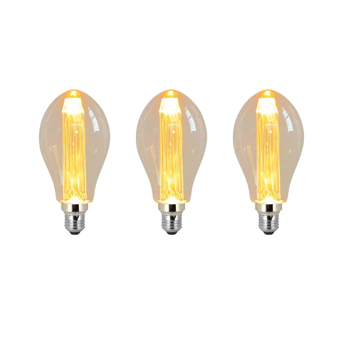 Vintage LED filament bulb with E27 base, warm white glow, antique glass finish, non-dimmable 3W decorative light bulb