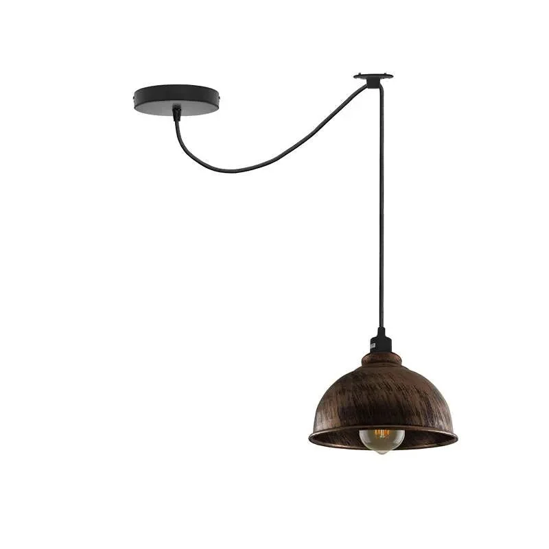 Modern black pendant light with adjustable 2M cable, industrial metal shade, ceiling mounted for indoor use