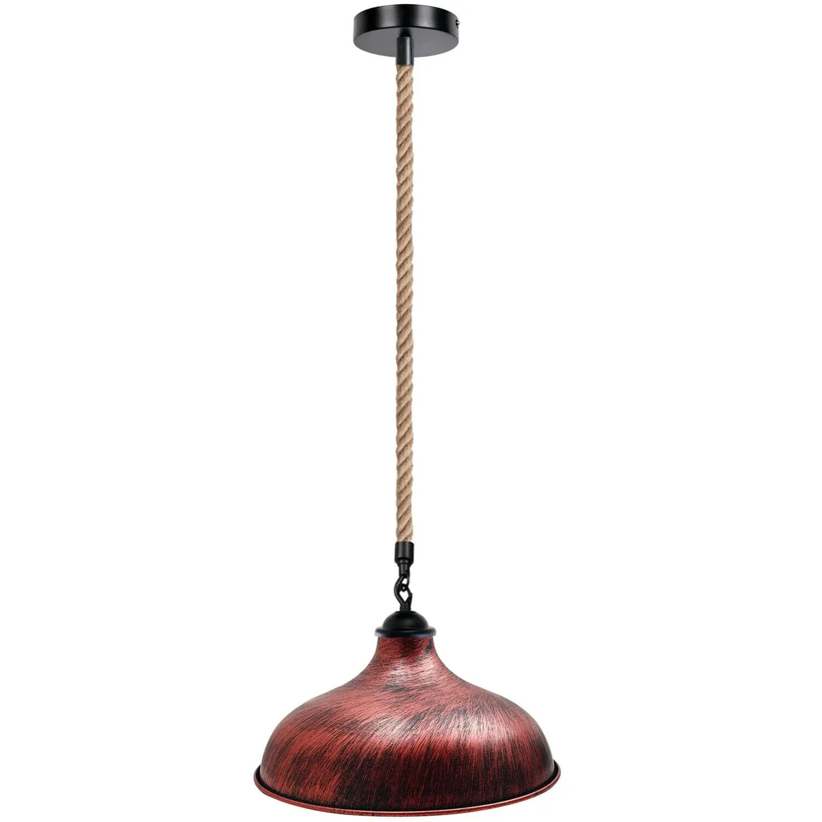 Modern hemp pendant light with iron shade, 1m hemp cord, and E27 base, ideal for modern industrial décor settings
