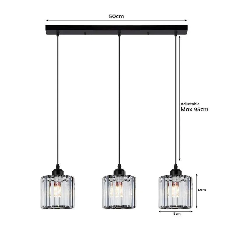 Modern rectangular dimmable ceiling light with clear K9 crystal shade and chrome metal finish, suitable for various rooms
