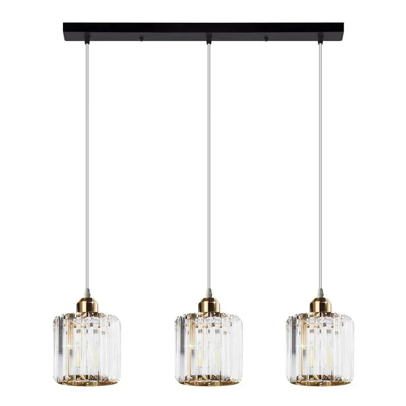 Modern pendant lighting with rectangular clear K9 crystal shade and chrome metal ceiling rose, ceiling mounted design