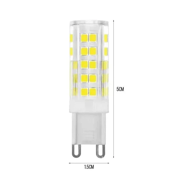Two non-dimmable LED bulbs with G9 base, cool white 6500K, 3W and 5W energy-saving indoor lighting options