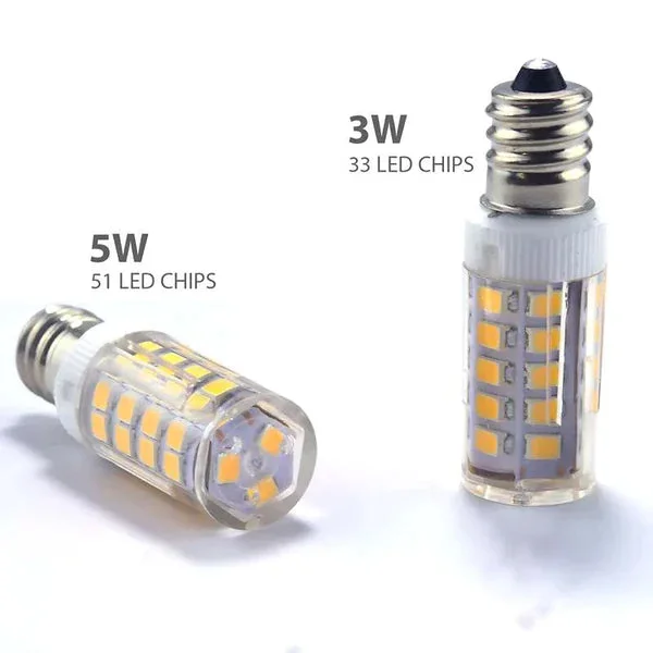 E14 3W 5W LED bulb with ceramic body and corn shape, cool white light, designed for cooker hoods and indoor use