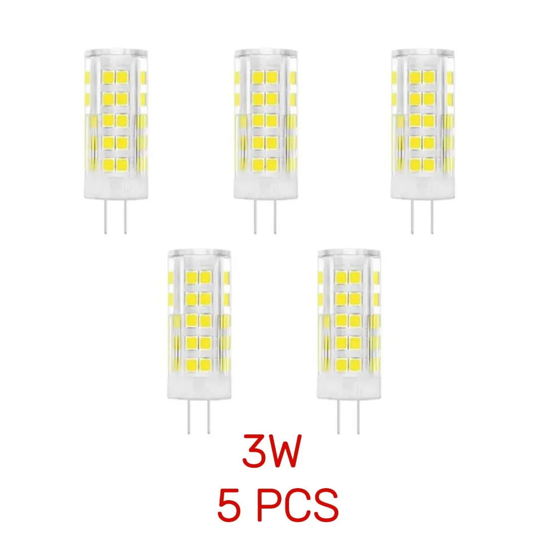 G4 LED bulb with clear polycarbonate cone shape, straight pin base, emitting cool white light, 3.5cm tall, 1.5cm wide