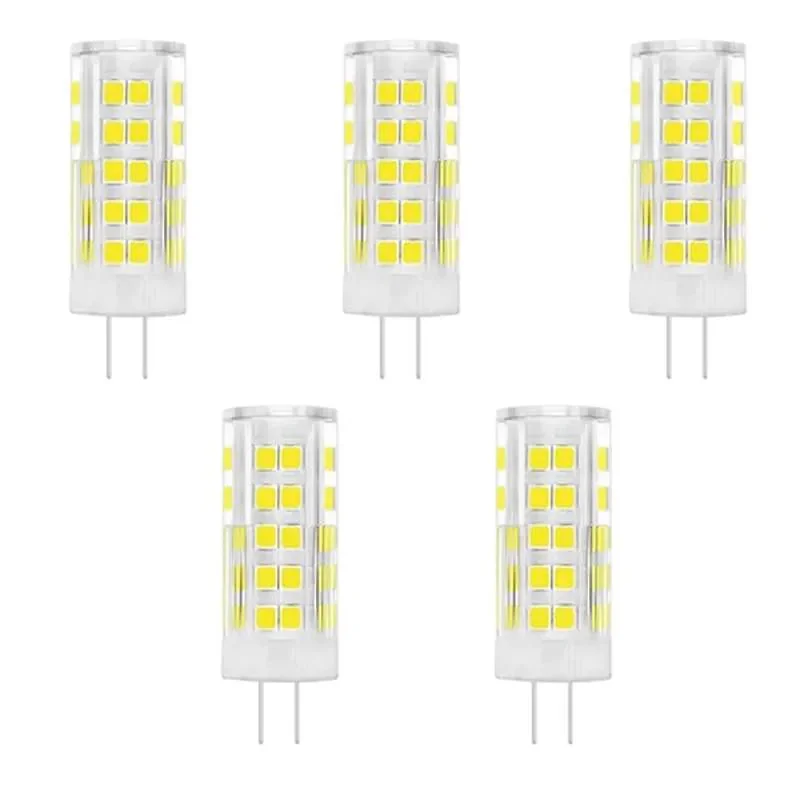 G4 LED bulb with clear polycarbonate cone shape, cool white light, and double straight pin base for indoor use