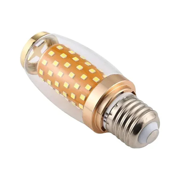 16W E27 LED bulb with transparent shell and aluminum body, triple color flicker-free indoor light in cone shape