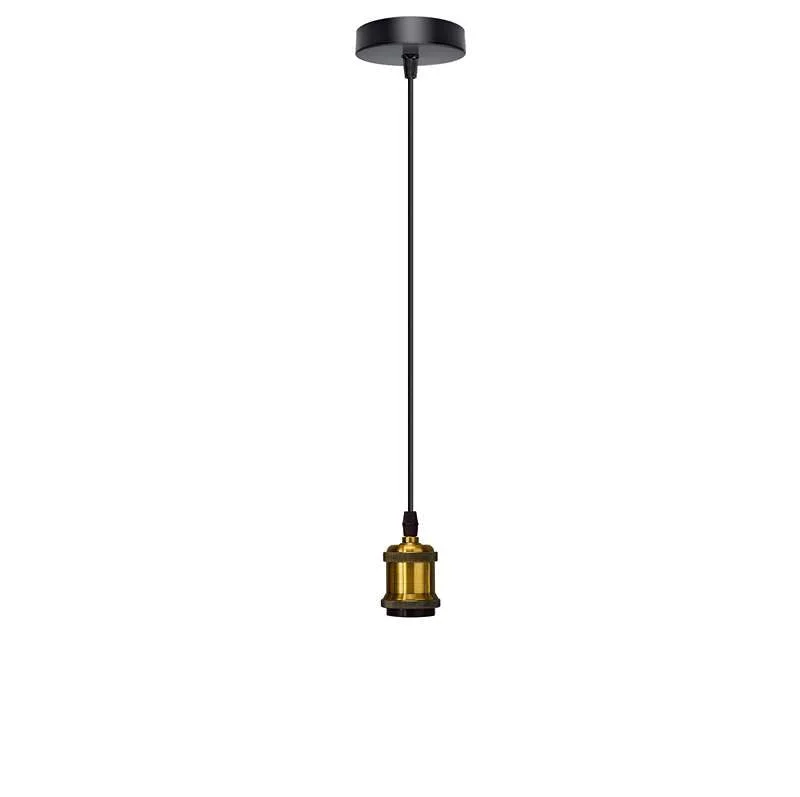 Vintage brass pendant light with yellow brass finish, adjustable PVC cable, and E27 bulb holder hanging from ceiling