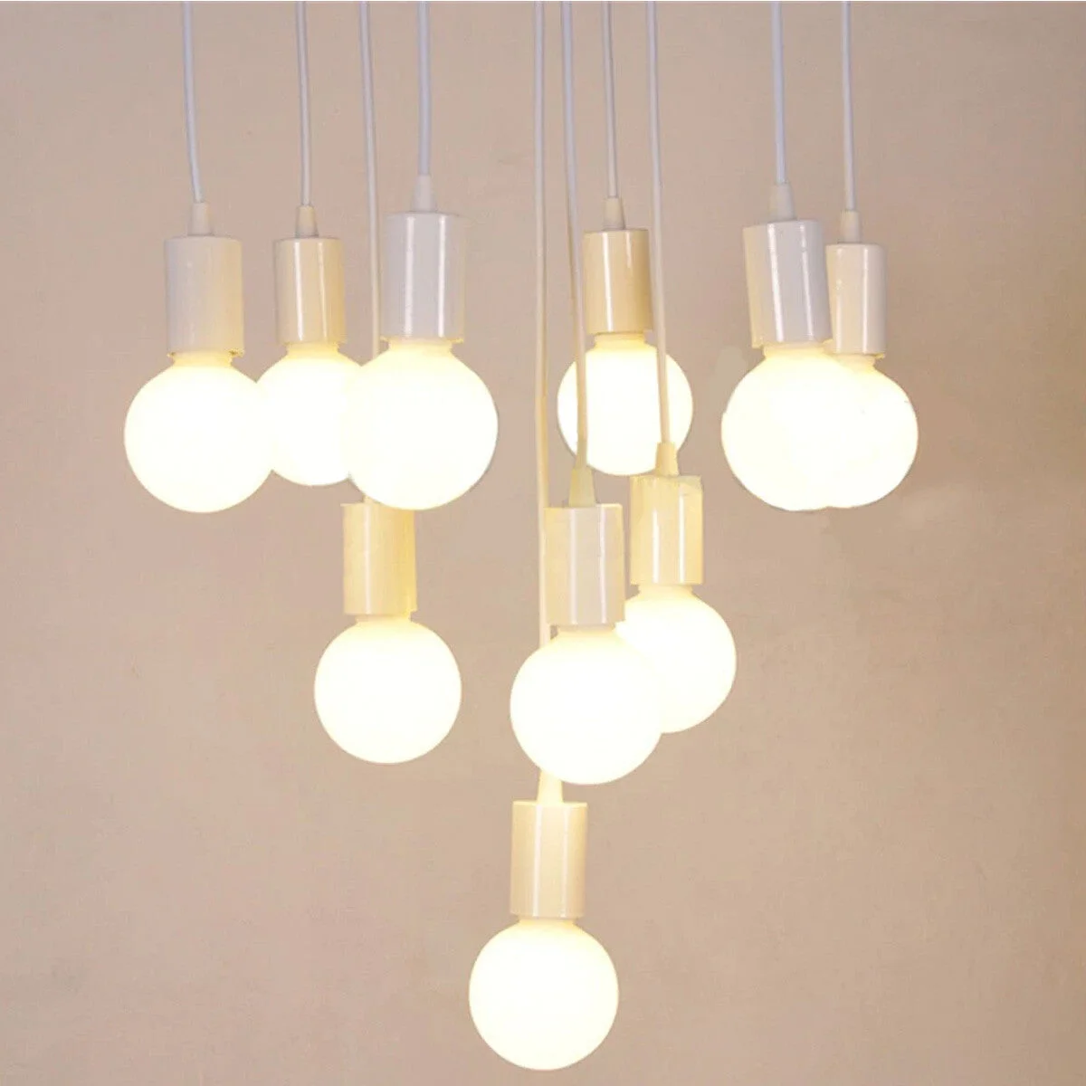 White vintage E27 pendant light fitting with metal and PVC ceiling base, 95cm wire, no bulb included