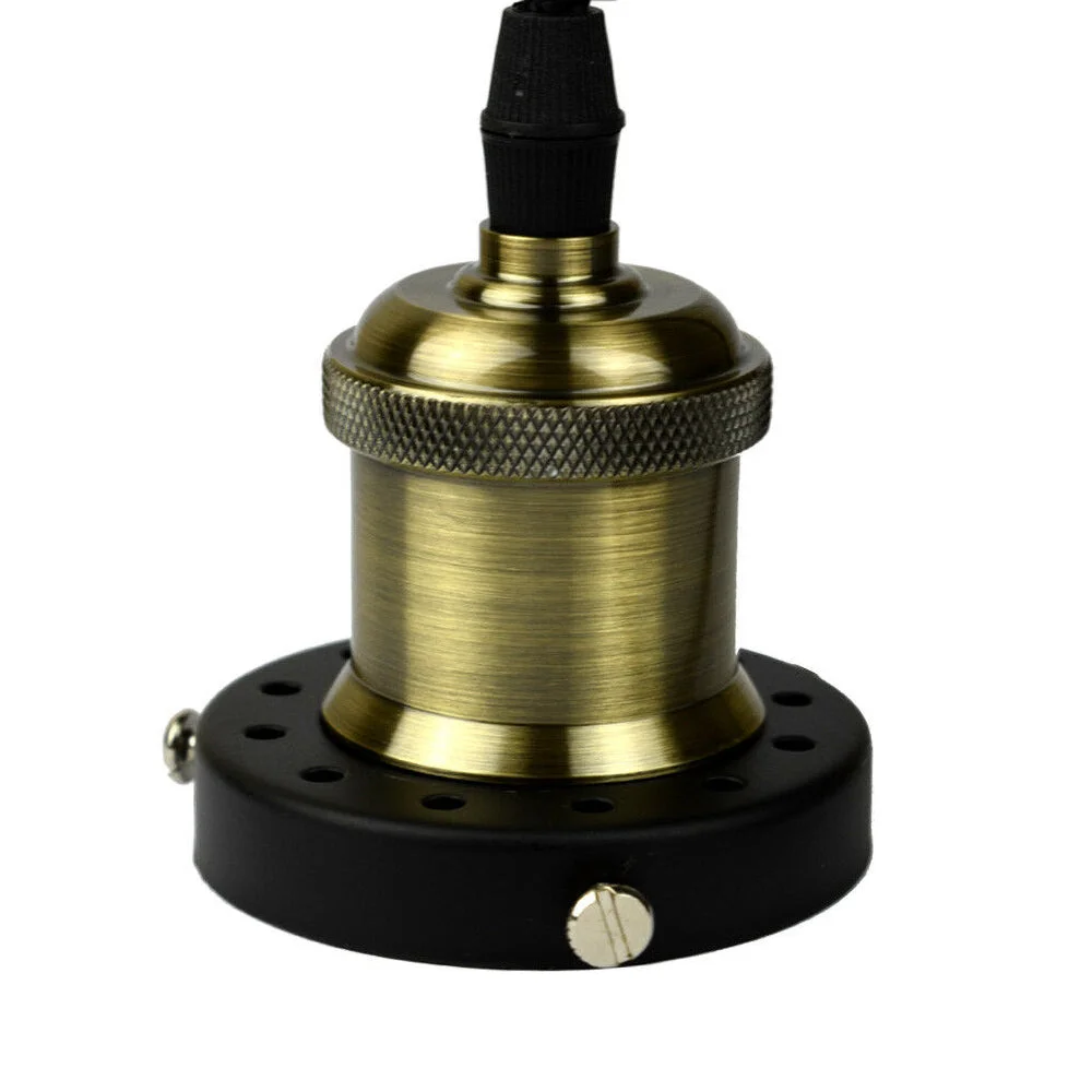 Green brass ceiling lamp with shiny vintage finish, adjustable 2m cord, and metal base for E27 bulb fitting