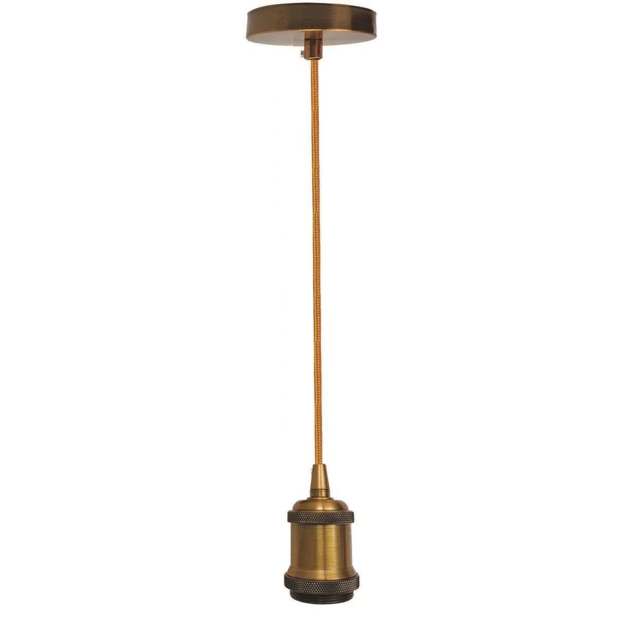 Yellow brass industrial pendant light with 1m cable, E27 lamp holder, vintage metal ceiling fitting