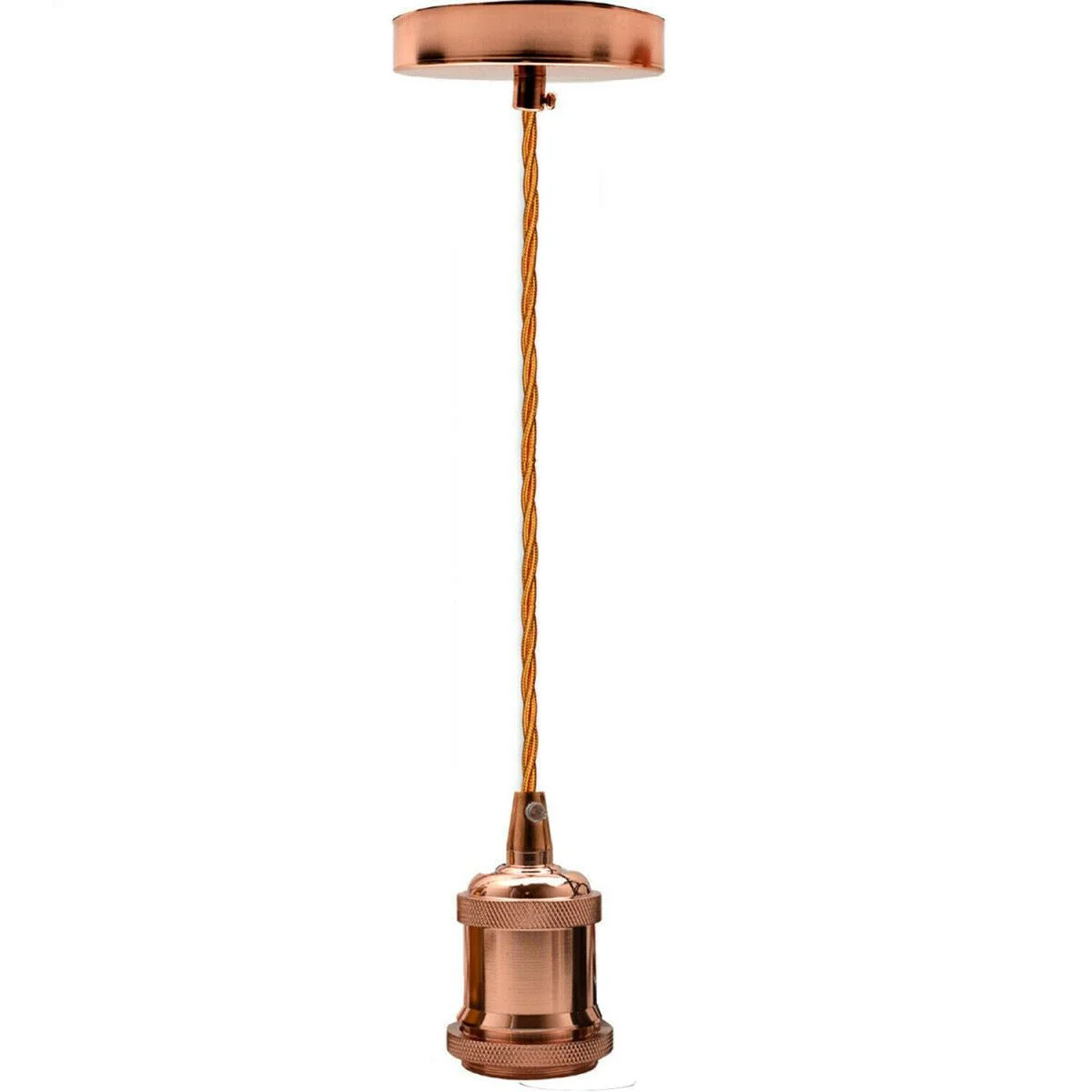 Rose gold retro lighting fixture with 1m twisted fabric cable and E27 lamp holder, vintage industrial ceiling pendant set