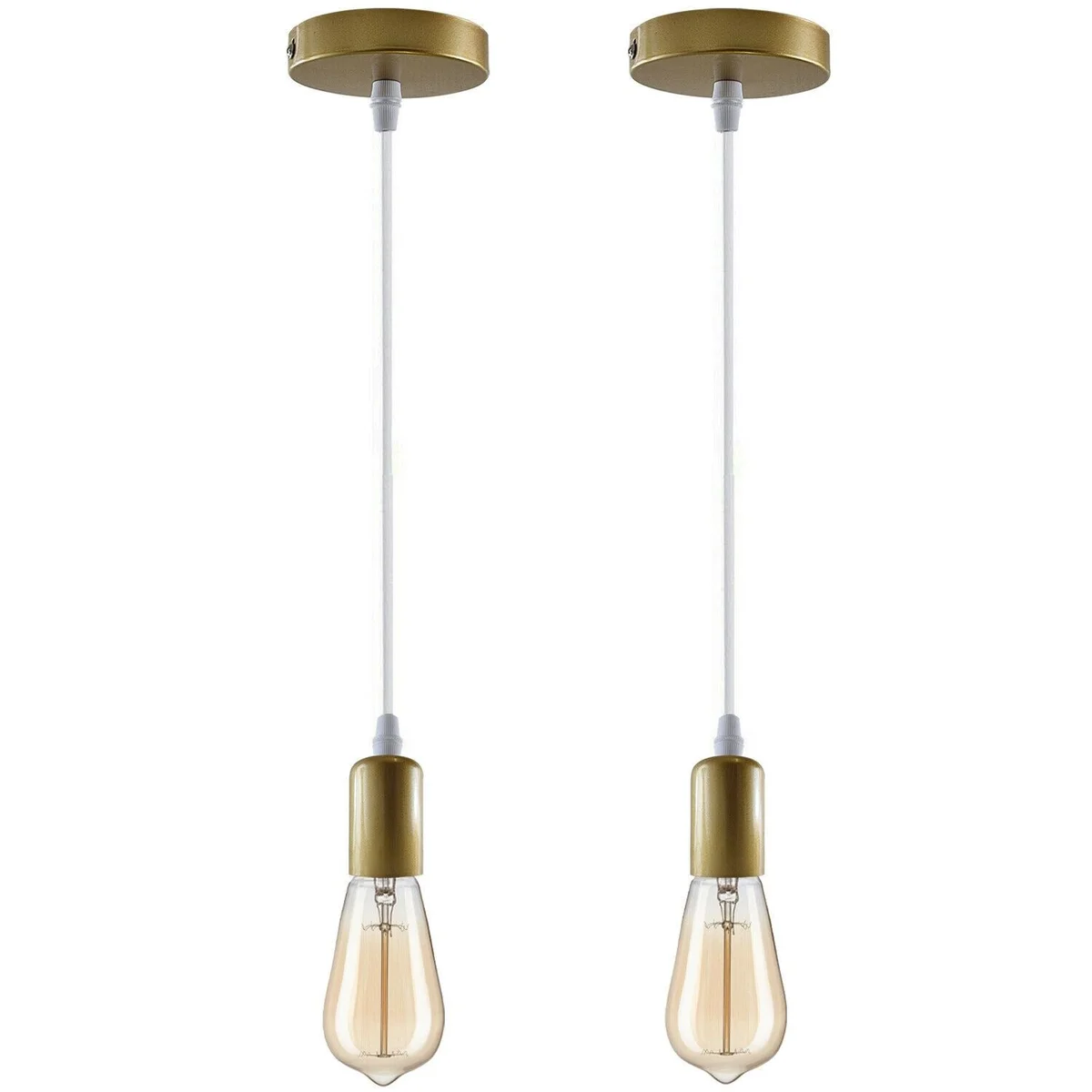 Gold modern retro dimmable light fitting with E27 holder, PVC wire, and metal ceiling plate for indoor hanging suspension