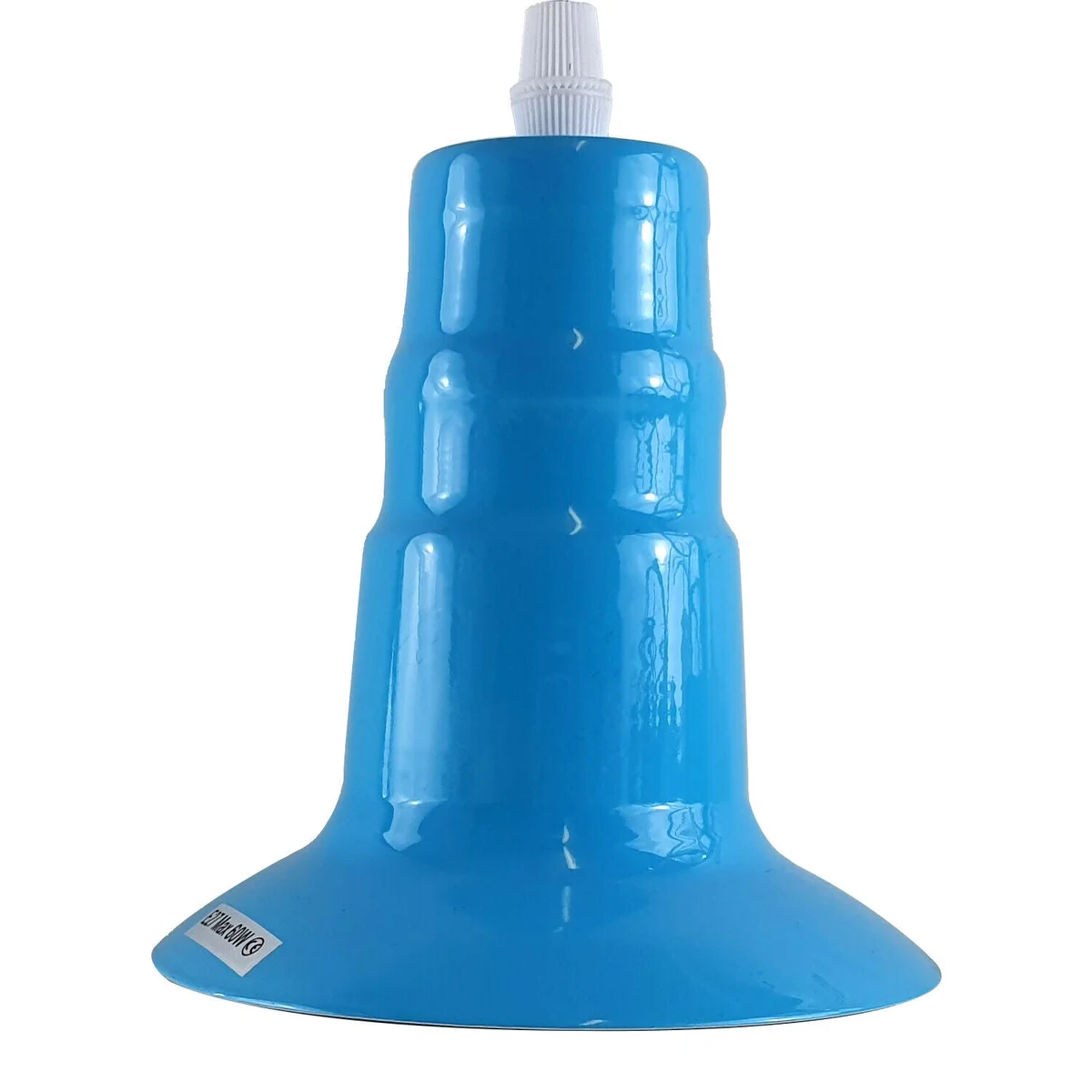 Light blue industrial pendant lamp fitting with metal and PVC materials, E27 bulb holder, and 95cm wire length.