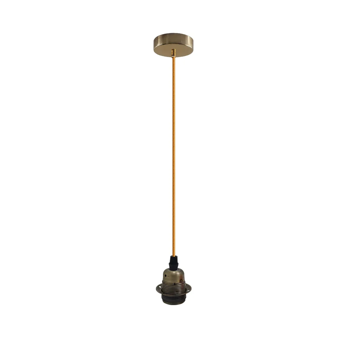 Green brass vintage style dimmable pendant light holder with 2m cable and ceiling rose for E27 bulb installation