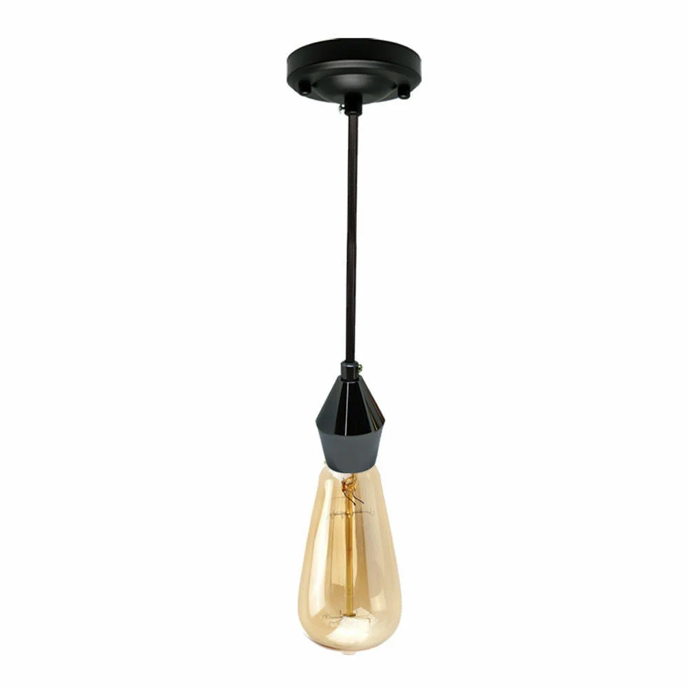 Black iron pendant light with braided cable and yellow brass E27 ceiling fixture, 90cm cable length, modern design