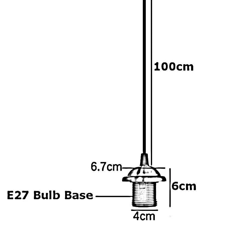 Copper pendant light holder with E27 base, black 1m round fabric cable, metal and PVC construction, no switch included