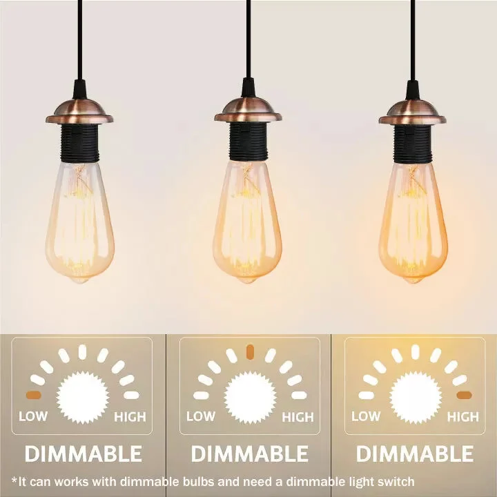 Copper ceiling rose pendant light with E27 socket, copper finish, iron and PVC materials, 1m wire length
