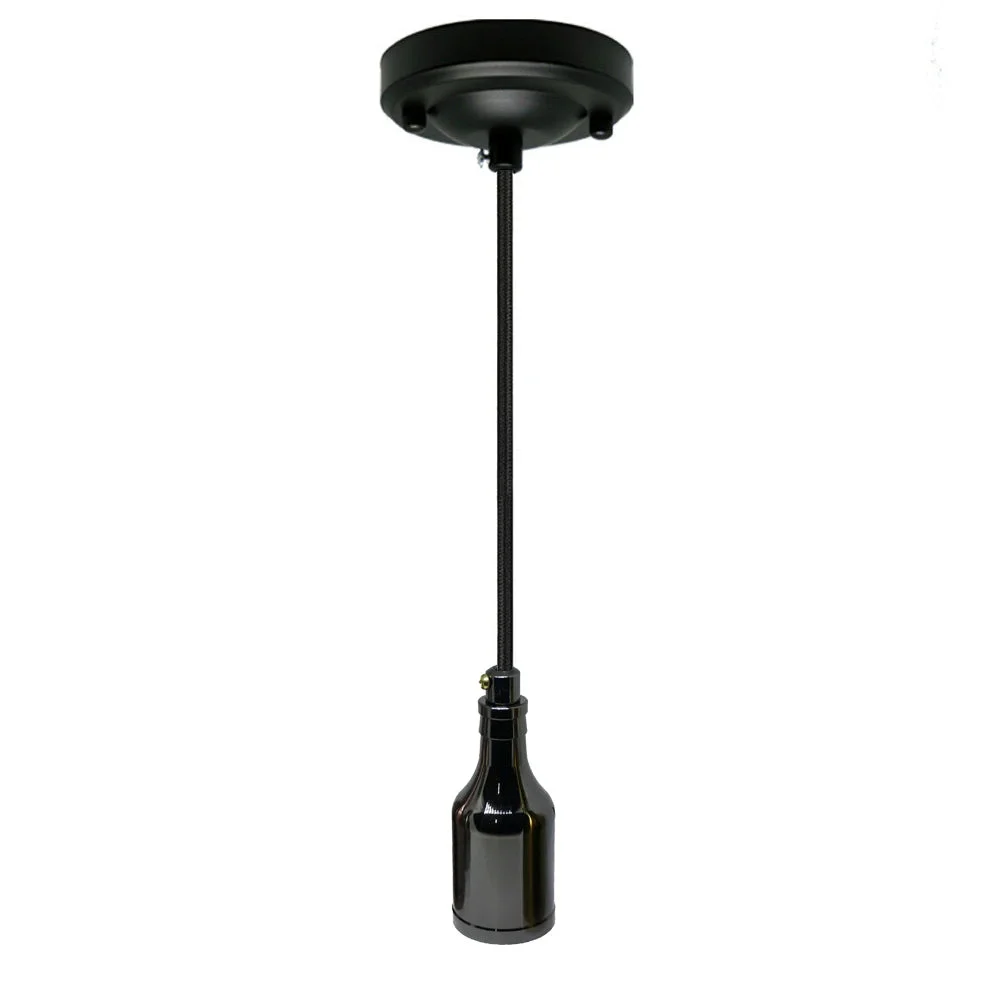 Industrial vintage style hardwire pendant lighting with E27 threaded lamp bulb holder and iron material finish