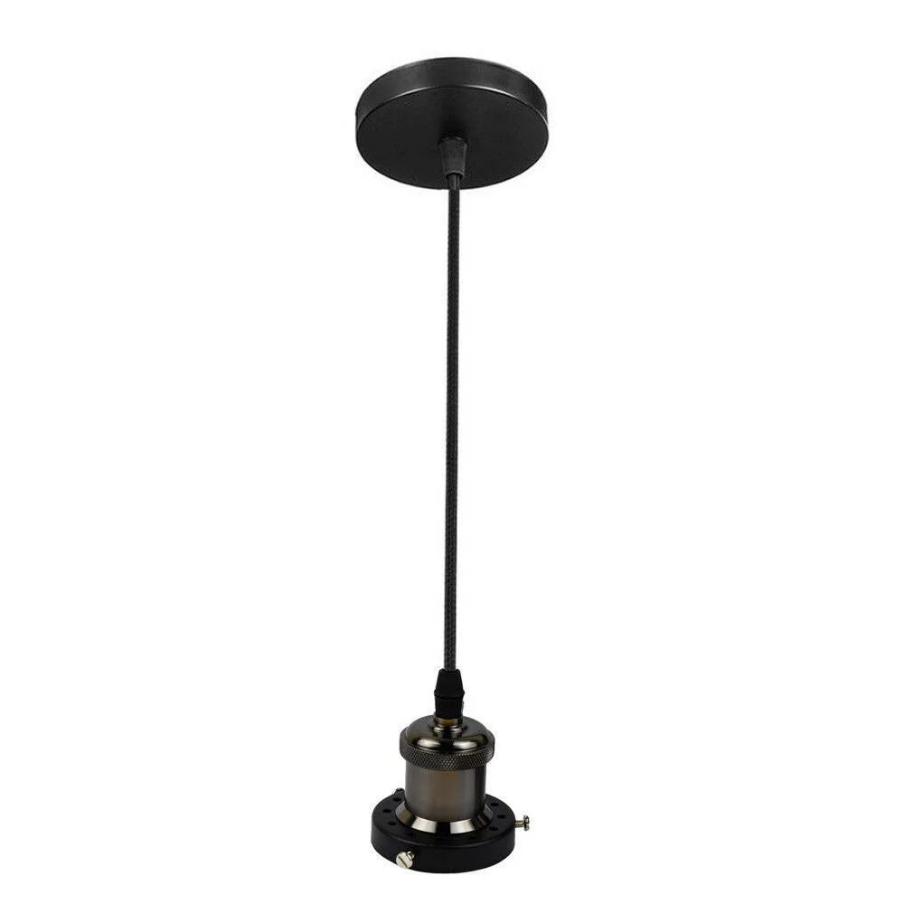 Vintage ceiling rose light fitting in brushed copper with E27 bulb holder and 95cm wire for pendant lamp installation