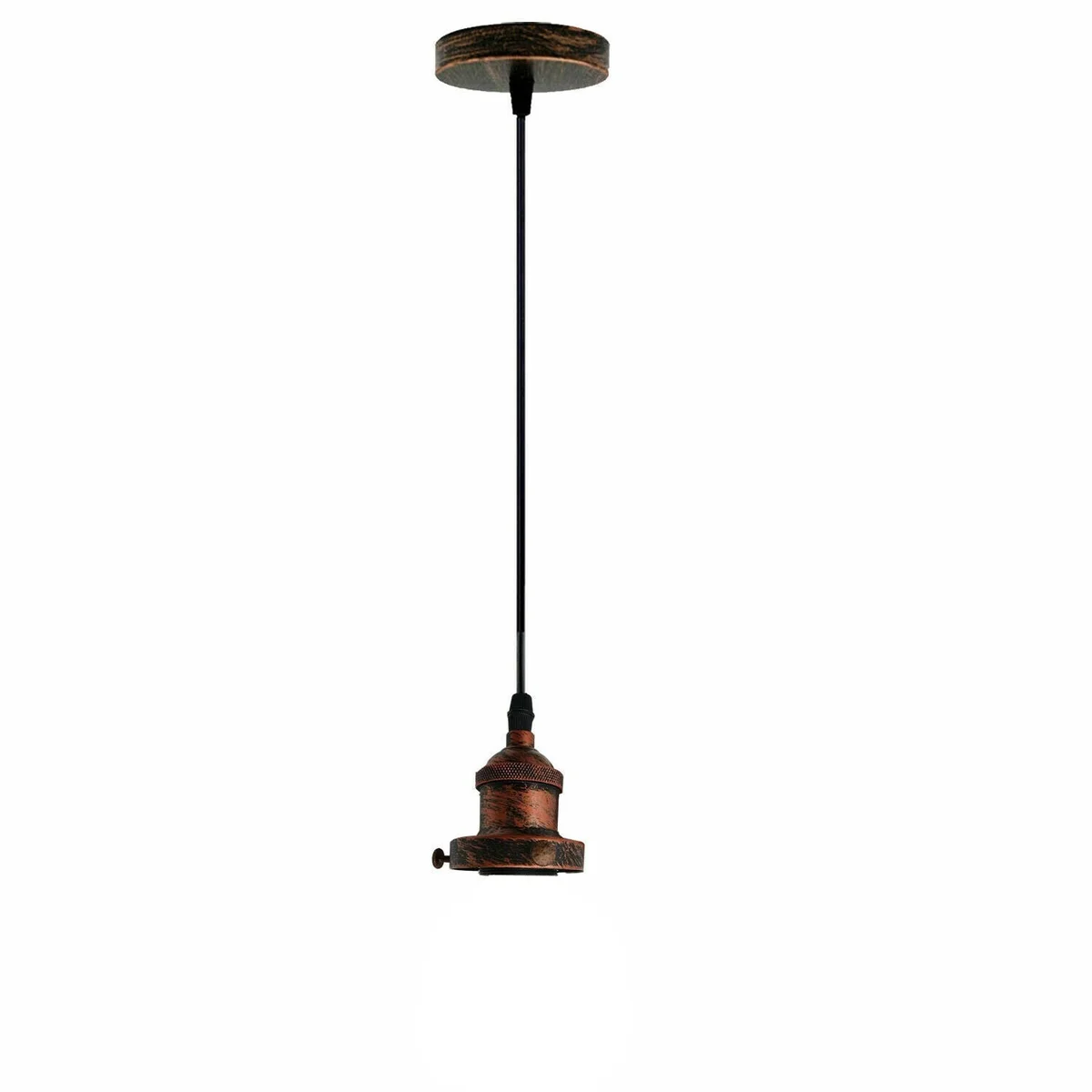 Vintage ceiling rose light pendant lamp holder in brushed copper with E27 bulb socket and 95cm wire length