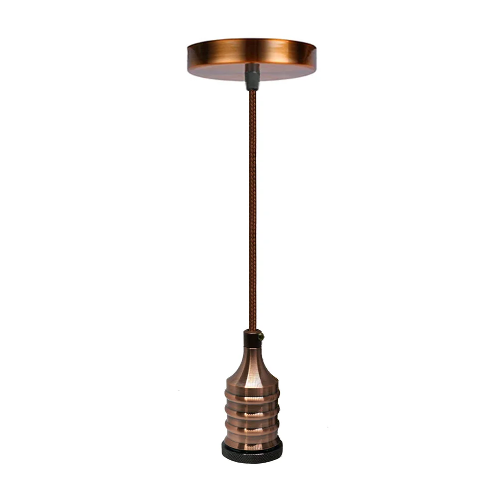 Black industrial E27 pendant light holder with 90cm cable, iron material, suitable for ceiling mounting