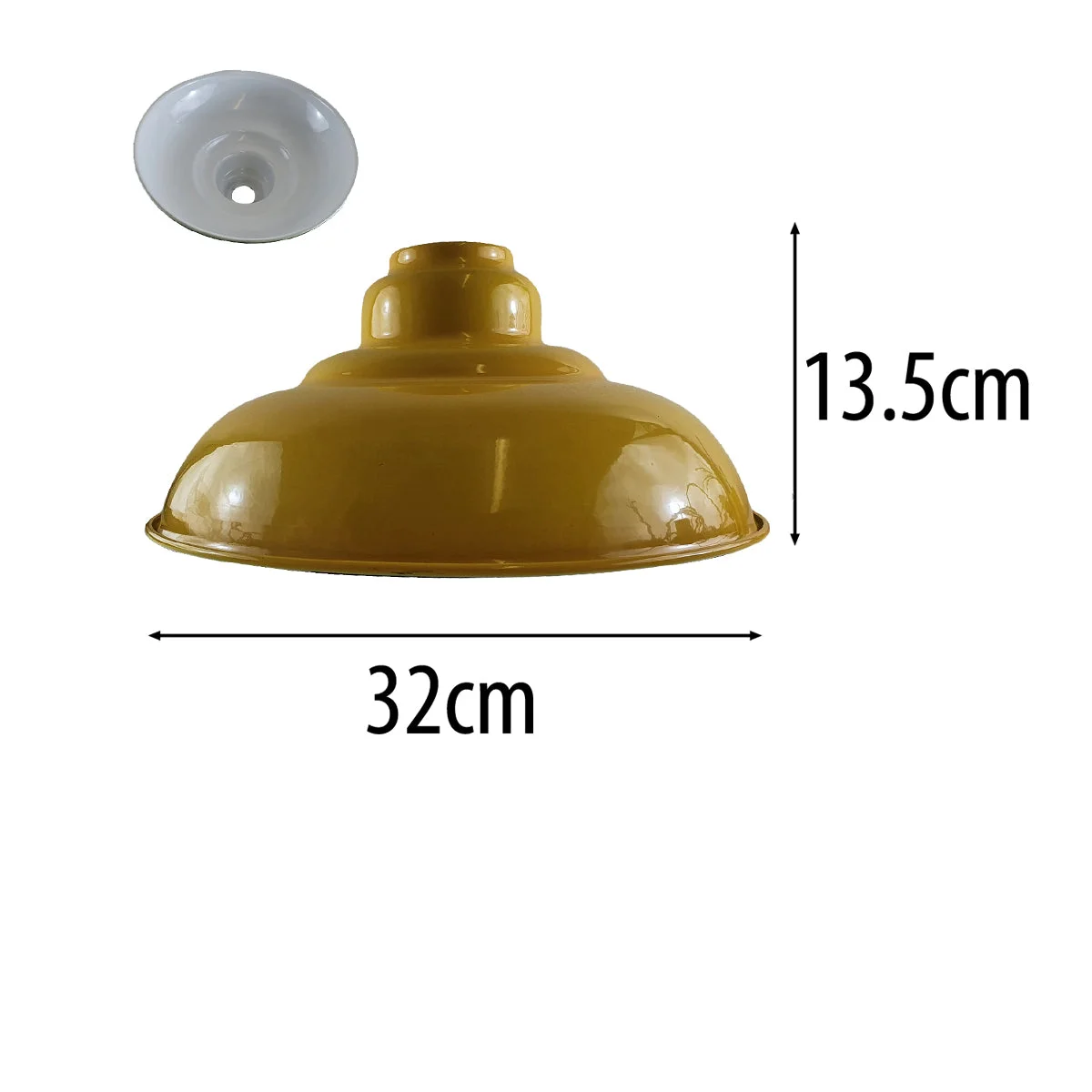 Yellow gloss semi-curvy modern metal ceiling lamp shade with E27 fit, ideal for kitchens and living spaces