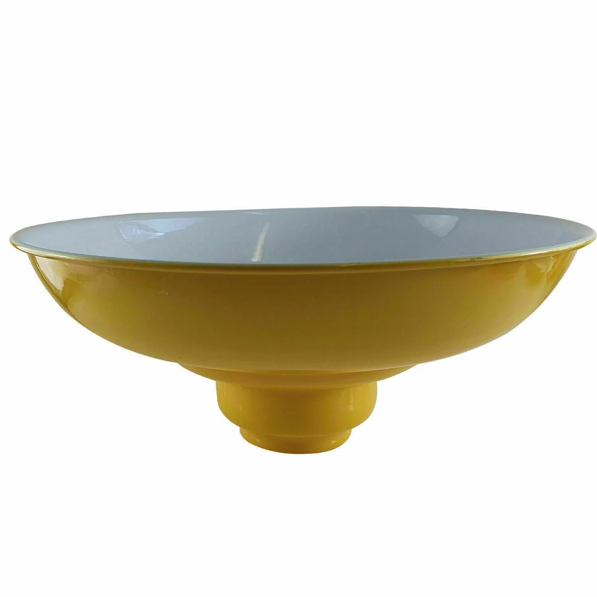 Yellow gloss lamp shade with semi-curvy metal design, 32cm diameter, ideal for E27 pendant light fittings