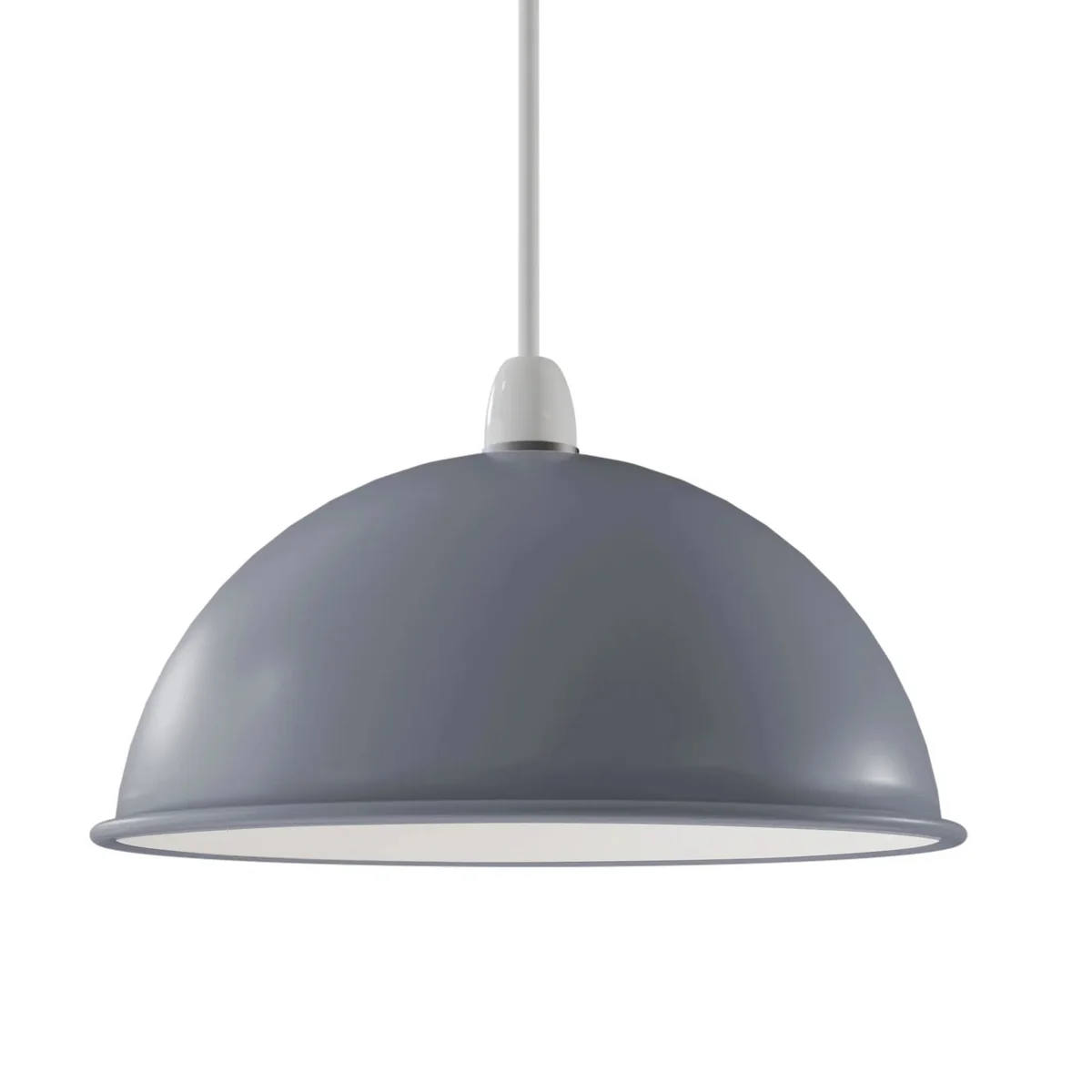 Vintage style metal dome lampshade in grey with smooth curved surface for ceiling or pendant lights, 300mm diameter