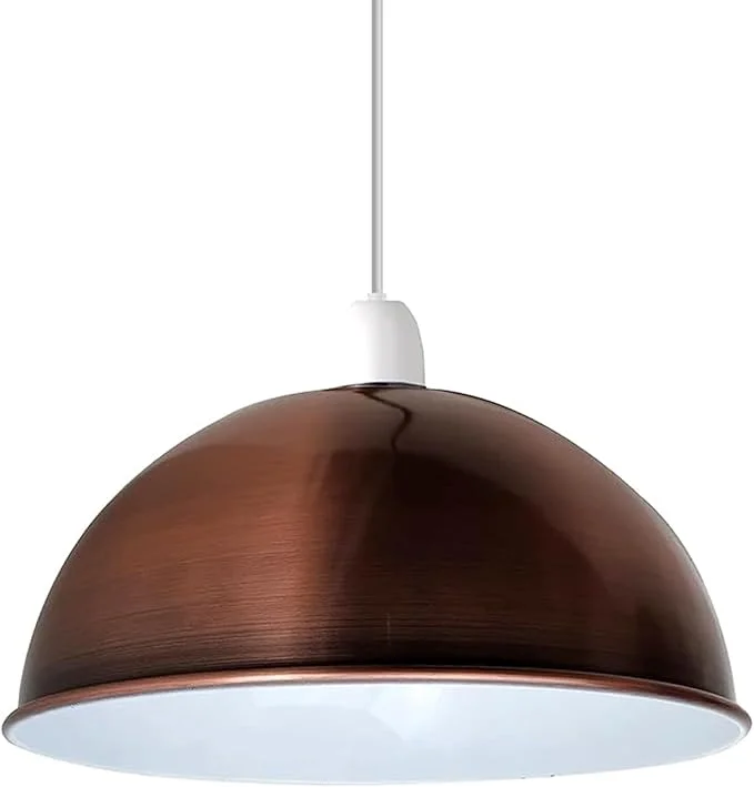 Metal dome pendant lampshade in vintage retro style, 300mm diameter, designed for E27 ceiling or pendant lights