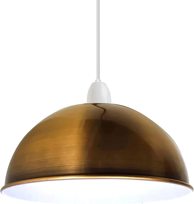 Metal dome lampshade with vintage industrial design, dome shape, and smooth curved metal surface for ceiling or pendant lights