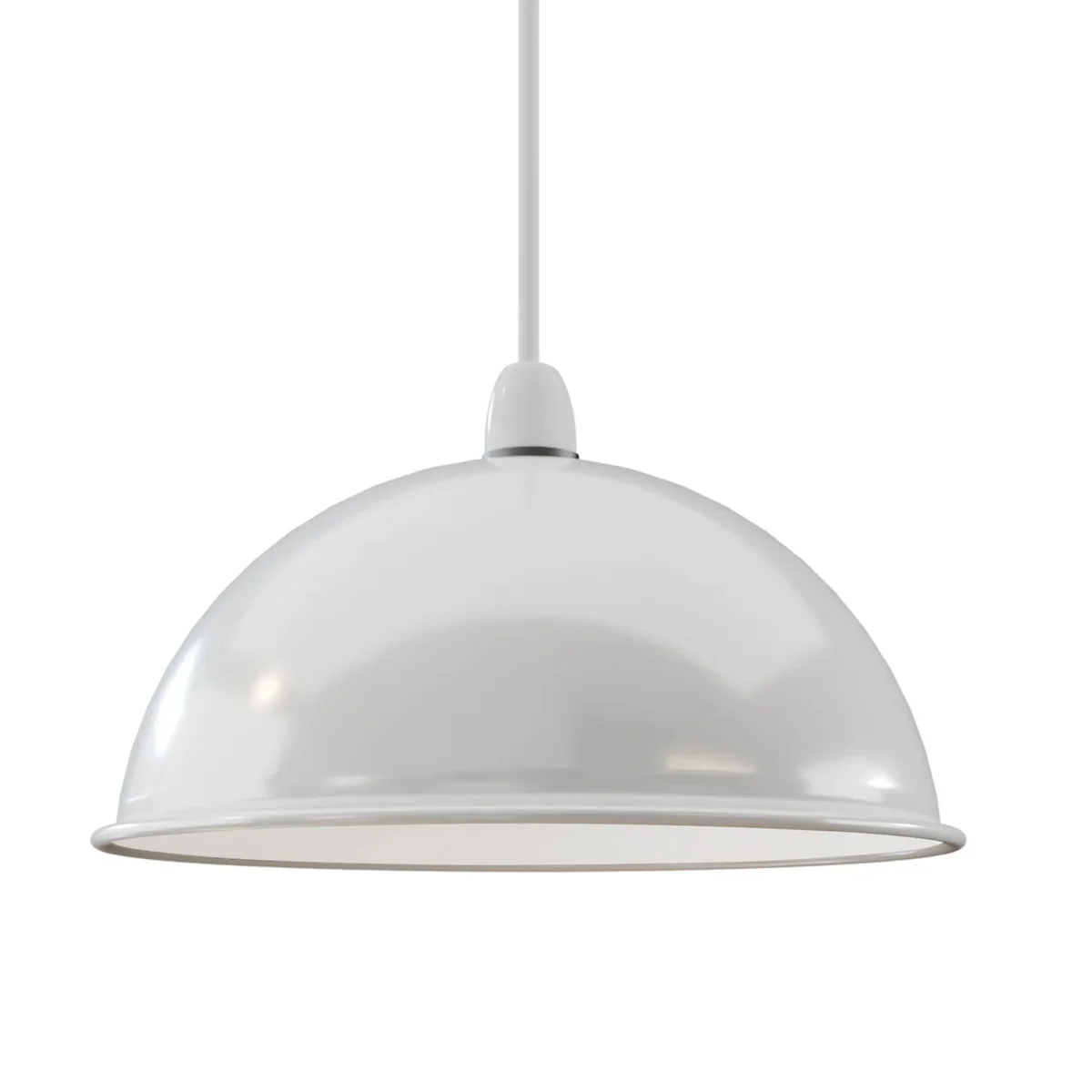 Vintage style metal dome lampshade with curved design, suitable for ceiling or pendant lights, shown in indoor setting