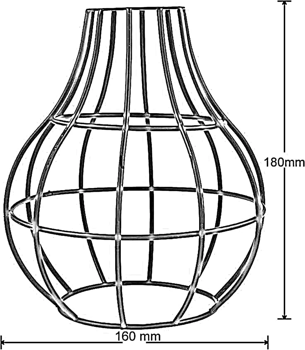 Brushed copper metal cage lampshade in vase shape with open frame, 16cm wide and 18cm high, modern industrial style