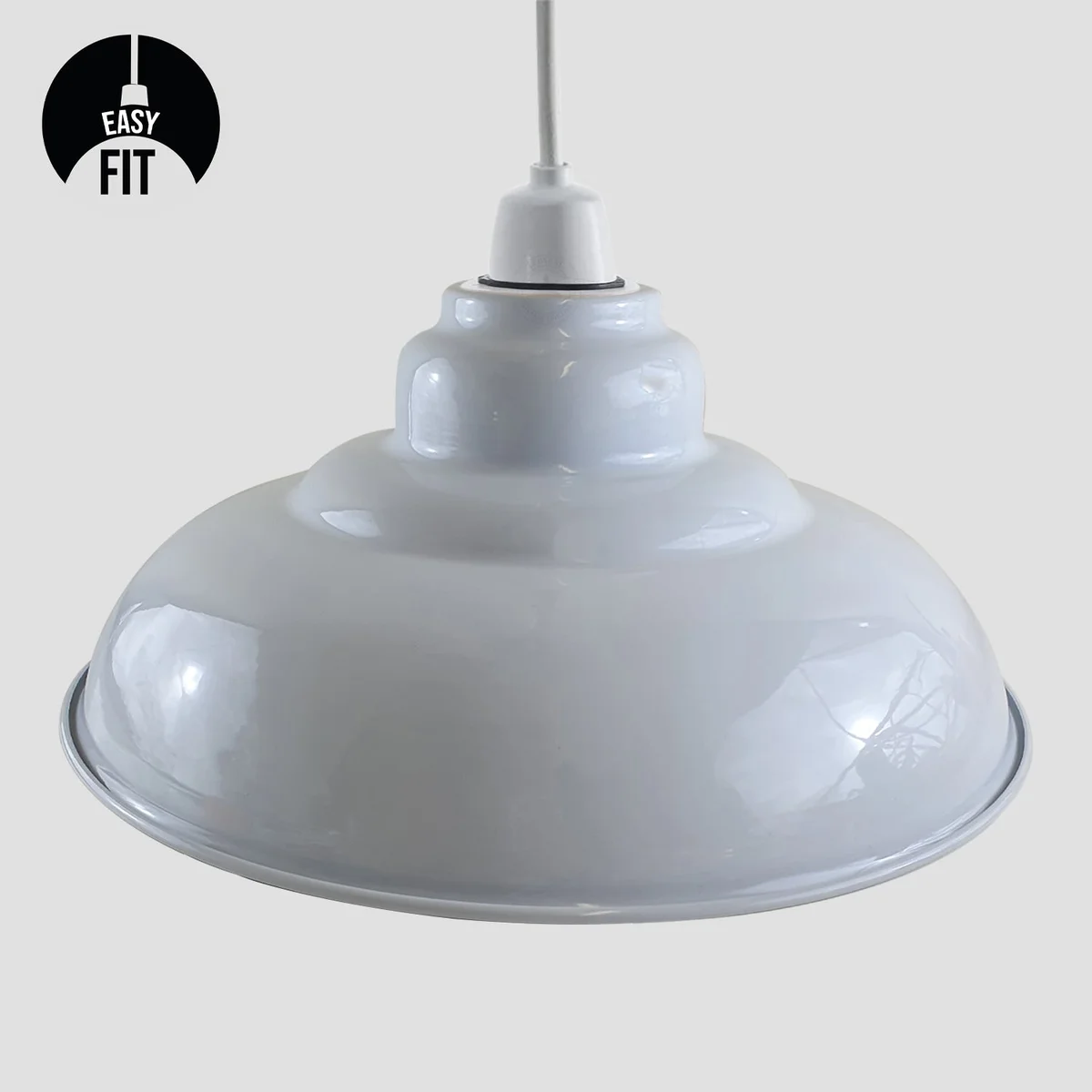 Curvy grey ceiling light shade with industrial concrete effect finish made of durable metal for pendant lights