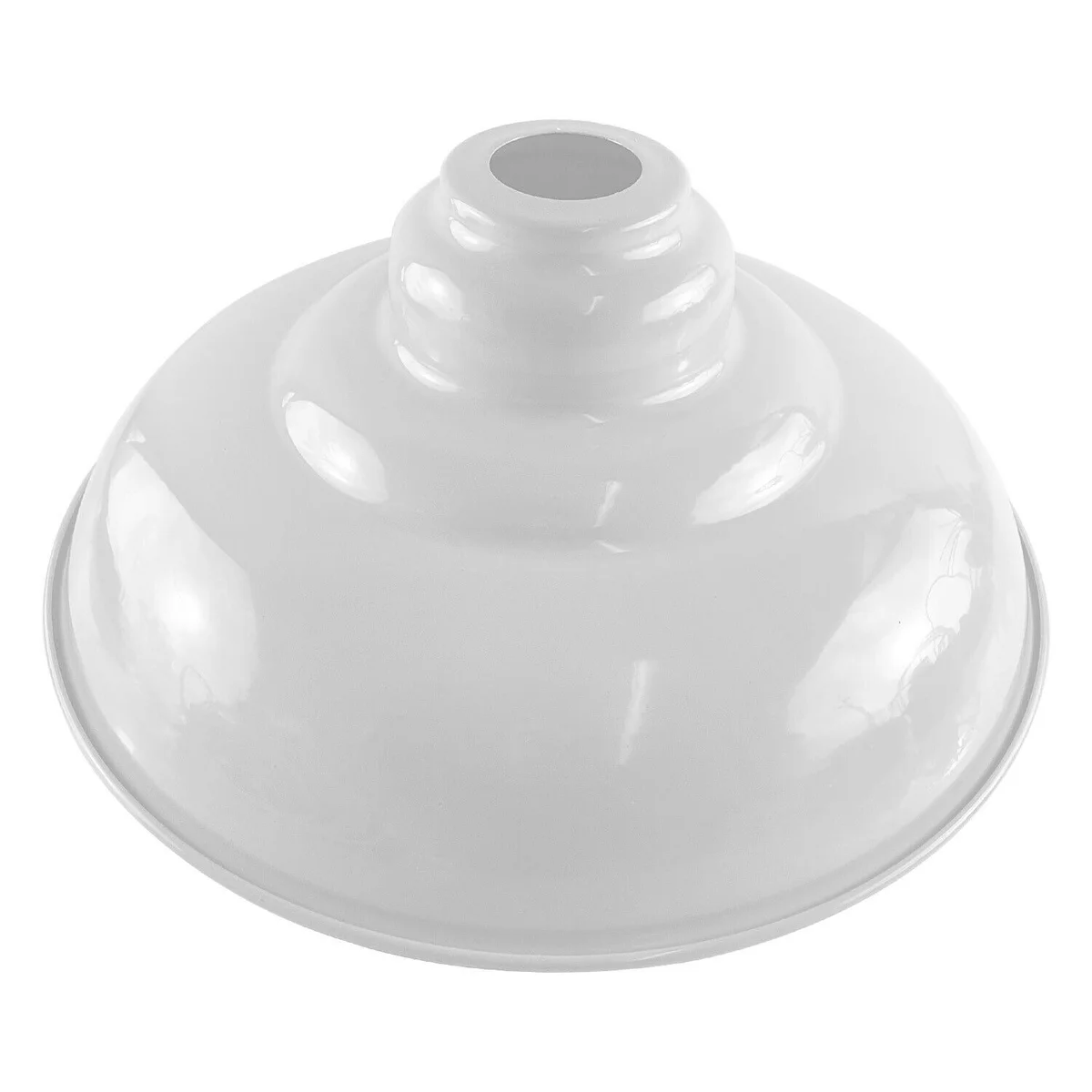 White gloss metal lampshade with curvy shape, easy fit ceiling lampshade for pendant light fixtures, grey concrete finish