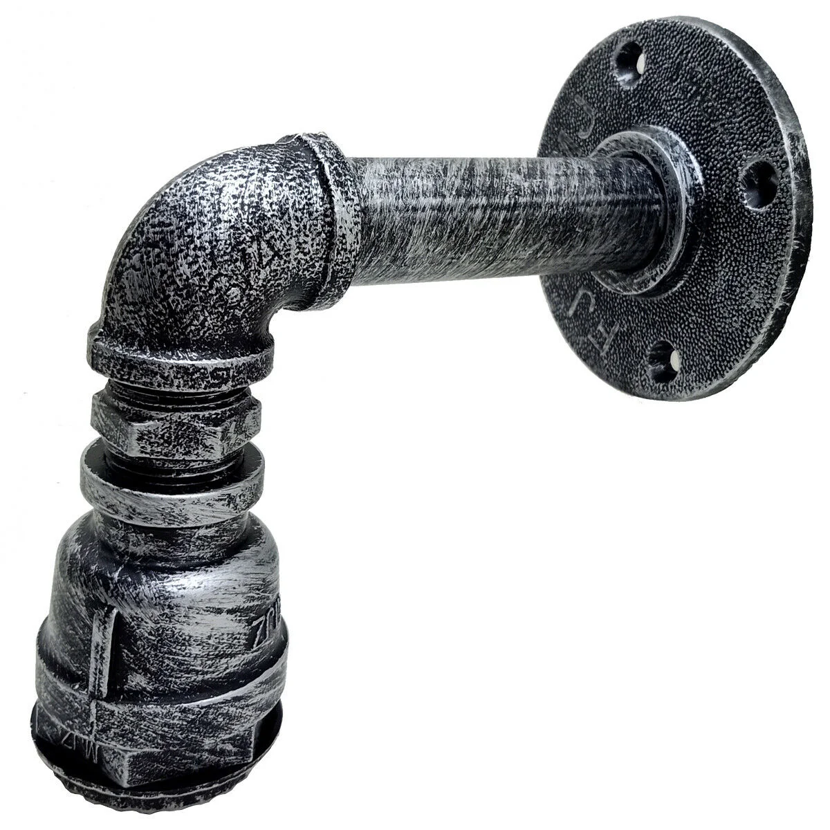 Retro industrial pipe wall sconce with E27 wall light fitting, metal construction, vintage steampunk style for indoor use