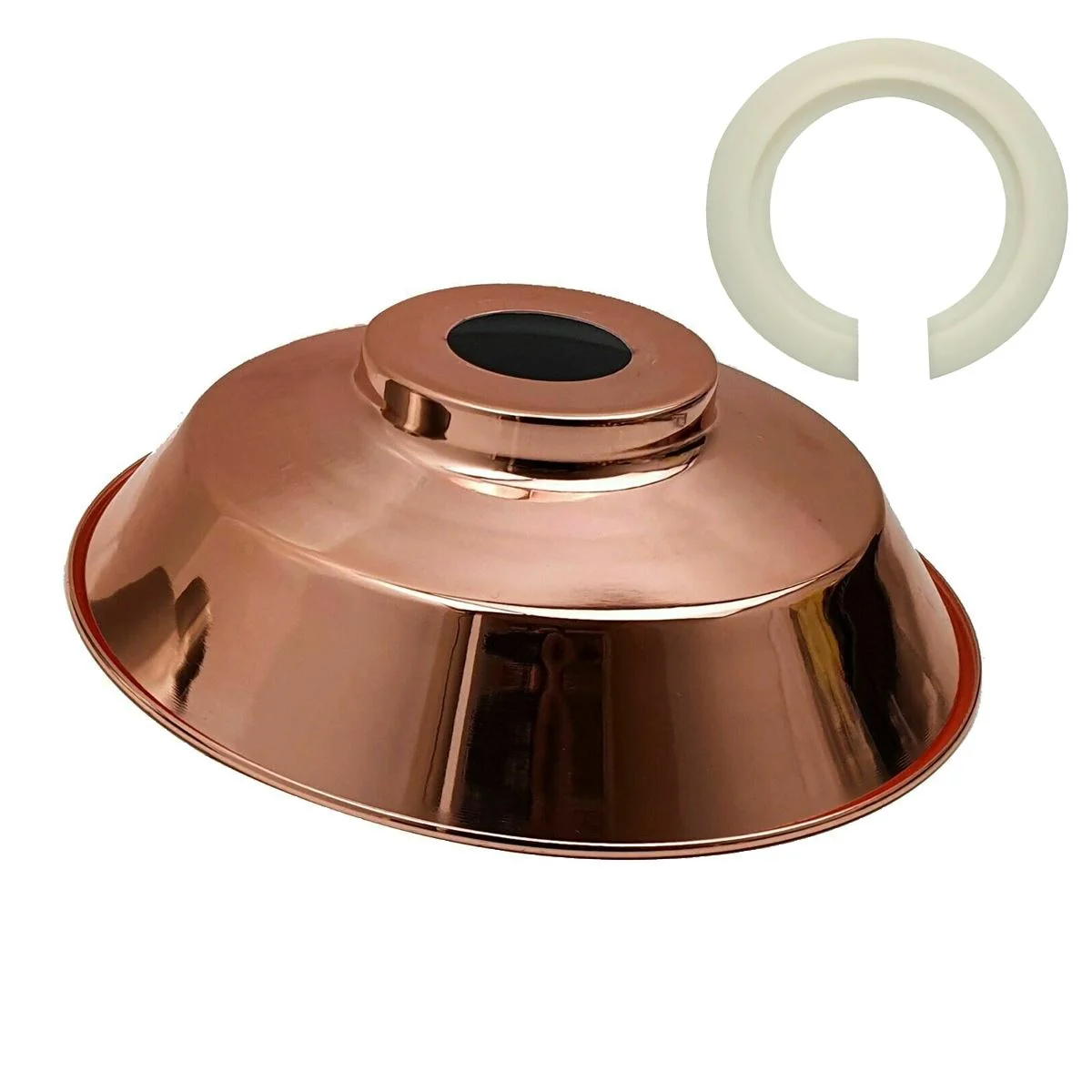 Vintage-style metal pendant ceiling lamp shade with 22cm diameter and white interior for enhanced lighting
