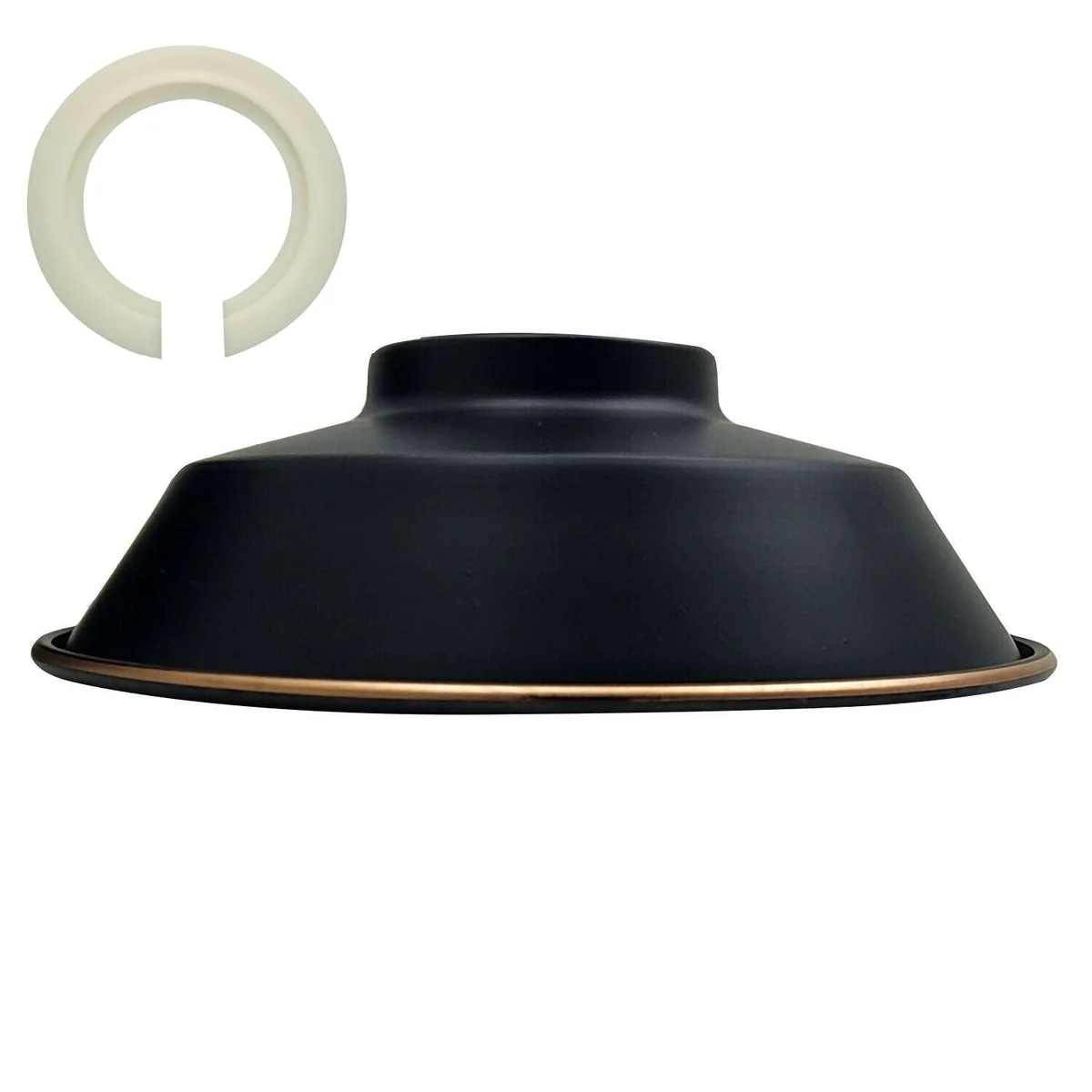 Vintage-style metal pendant ceiling light with white interior, 22cm diameter E27 bulb lamp shade in electroplated finish