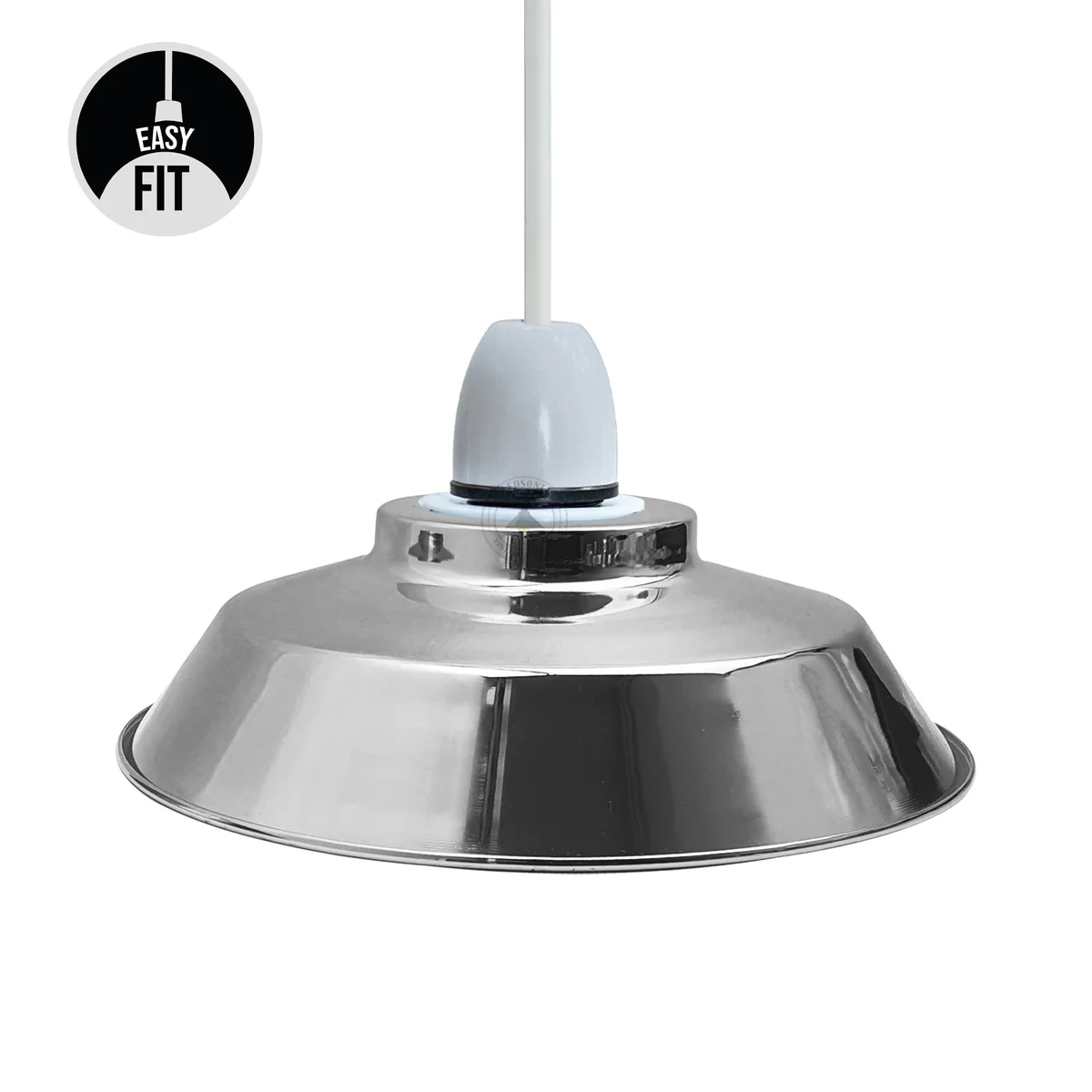 Satin nickel ceiling light with sleek dome metal shade and white interior for enhanced illumination, modern vintage style