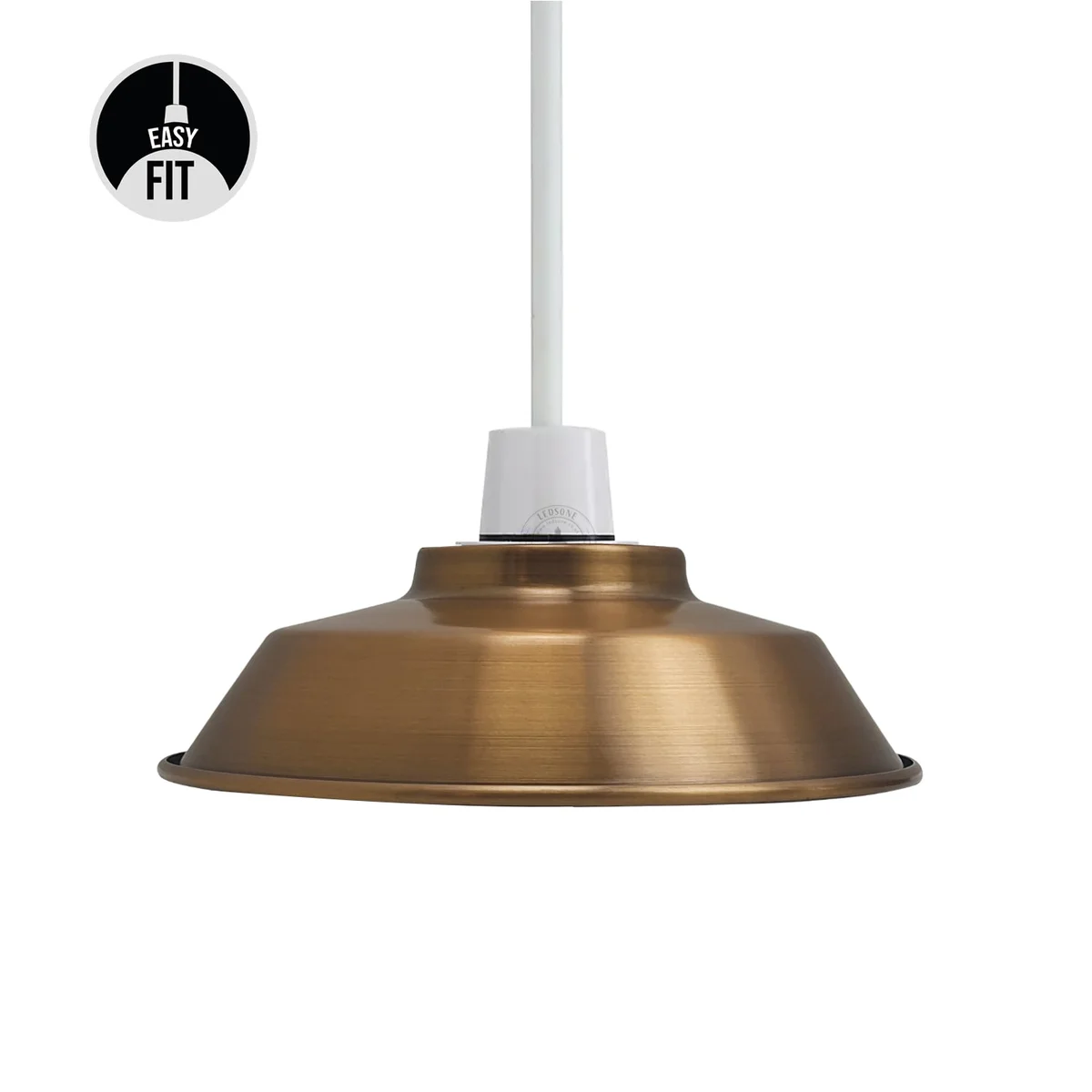 Yellow brass metal ceiling light shade with dome shape and brushed finish, ideal for modern interiors and easy fitting