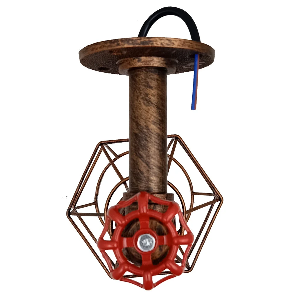 Retro industrial wall sconce with metal cage and rustic finish mounted on wall, showcasing vintage candle-style lighting