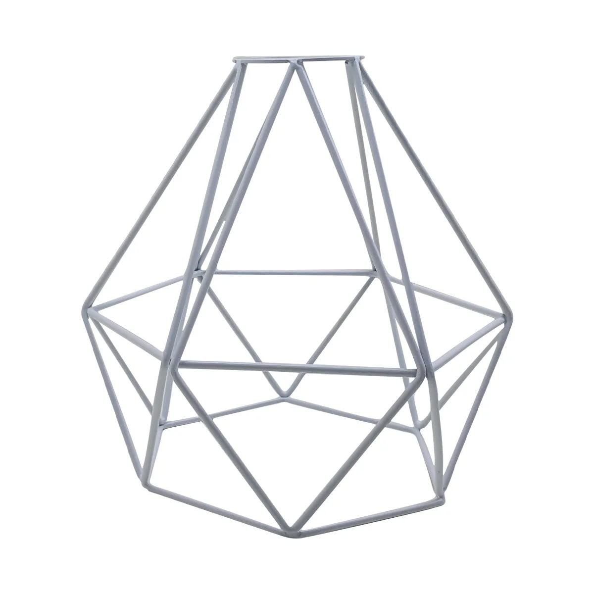 White industrial ceiling lampshade with diamond-shaped metal wire cage and easy fit design for ceiling pendants