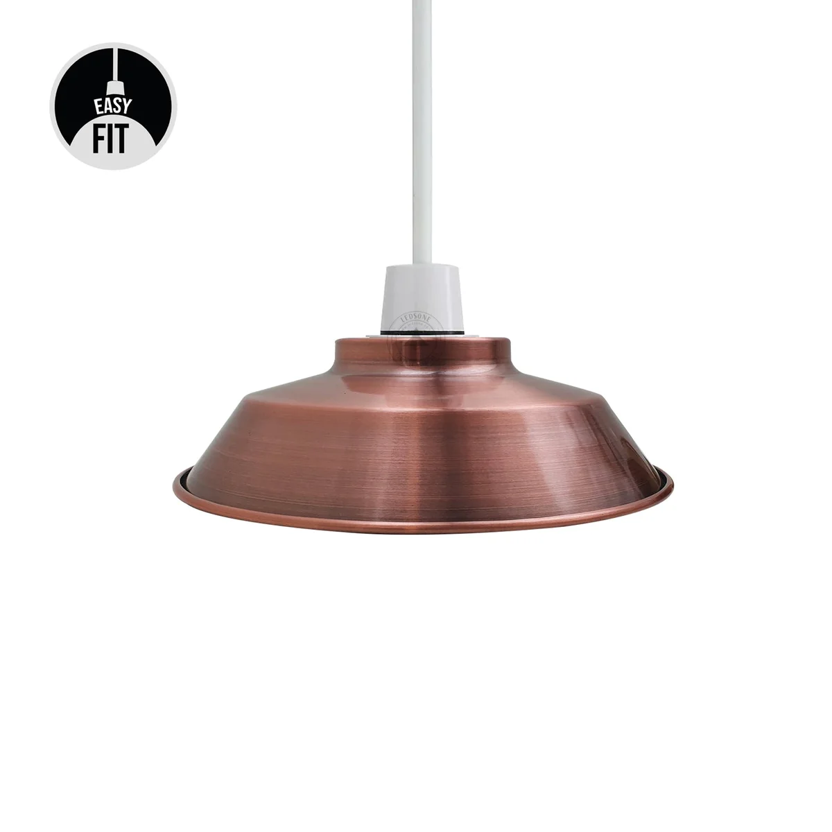 Sleek vintage style copper ceiling light shade with brushed finish and white interior for enhanced illumination