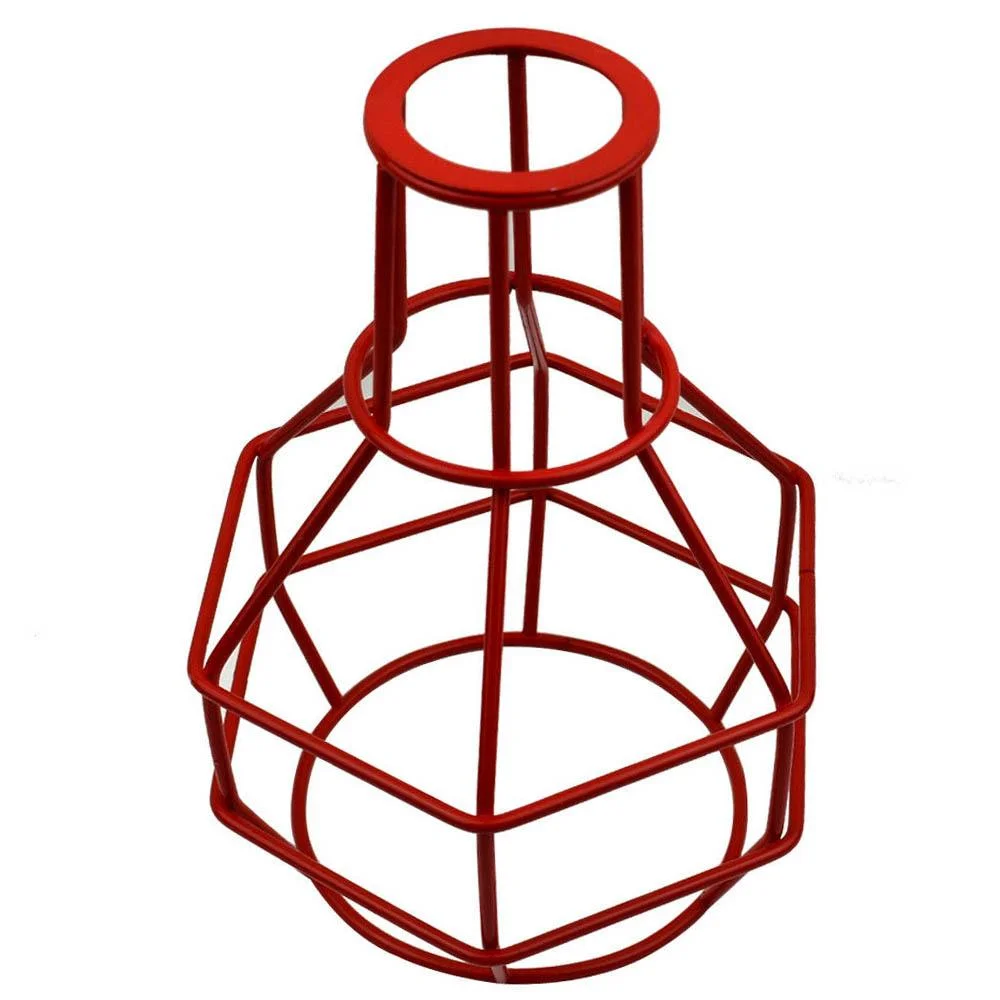 Vintage metal lamp shade in nest-shaped wire cage design, showing industrial style and iron material finish