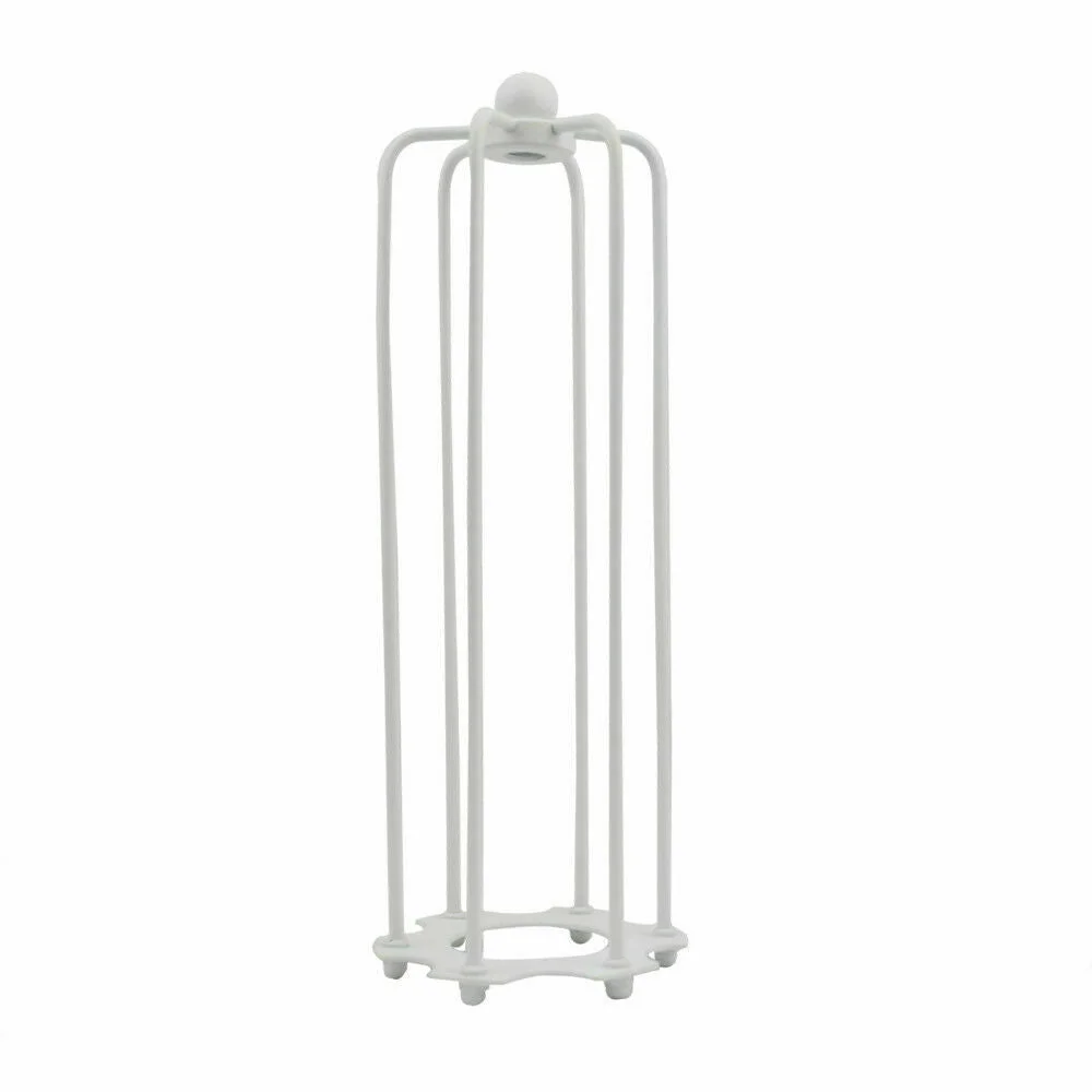 White vintage retro industrial long wire cage lamp with metal frame, suitable for home or cafe lighting decor