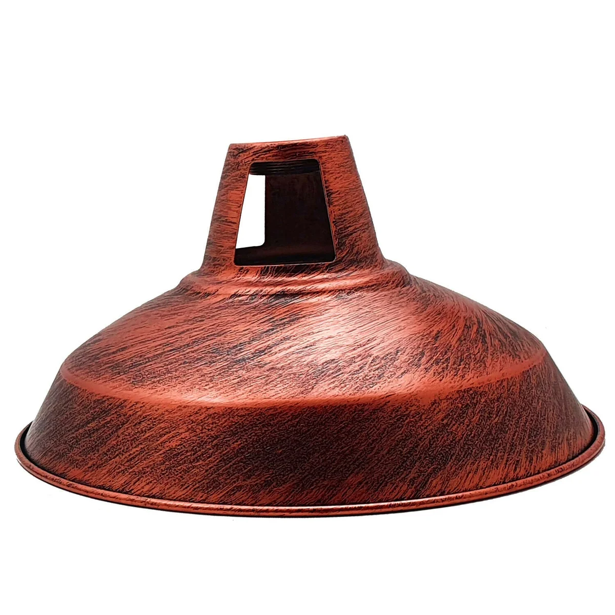 Industrial style lampshade with vintage metal barn light design and concrete effect finish, easy fit with free reducer plate included